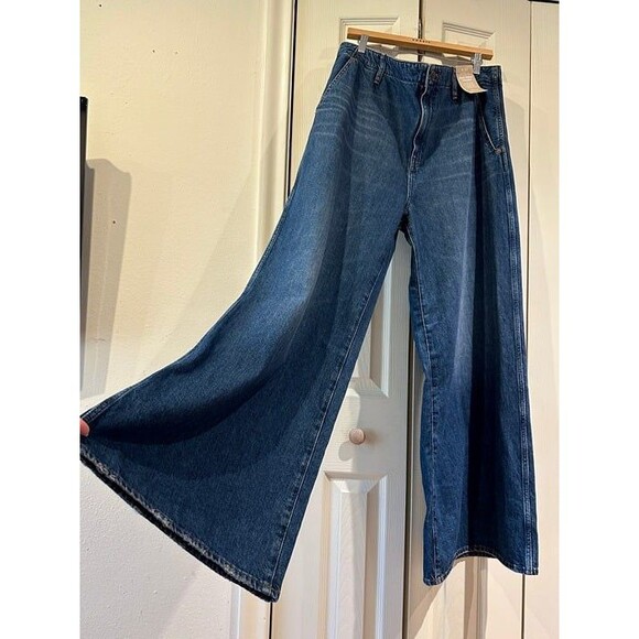 NWT Madewell Wide Sweep Denim Trouser Jeans Super Wide Leg Poplaski Wash 33 - Picture 8 of 12